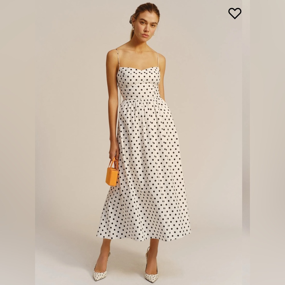 Reformation Vinny Dress - White Polka Dot -Size 4